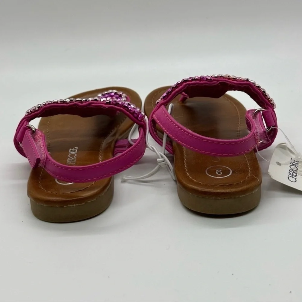 Girl's Cherokee Pink Florence Beaded Casual Sandals
